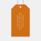 パンプキンとヒマワリのブライダルシャワー感謝祭 ギフトタグ (裏面)