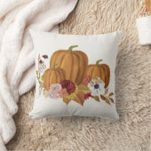 パンプキンとマグノリアの秋の色 クッション (ブランケット)