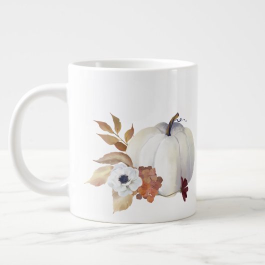 パンプキンとマグノリアの秋の色 ジャンボコーヒーマグカップ (左)