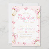 パンプキンとリボンの女の子ベイビーシャワー招待状 招待状 (正面)