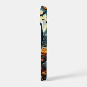 パンプキンと幽霊のタックスのハロウィーンスケルトン iPhone 15ケース (左側面)