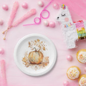 パンプキンと秋でドリーミーな離れ装飾 ペーパープレート (パーティー)