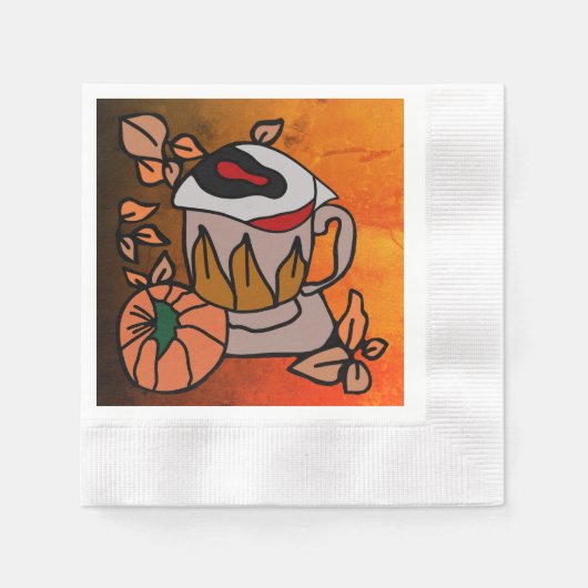 パンプキンと醸造されたアイビーブスが完璧に 縁ありカクテルナプキン (正面)