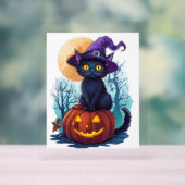 パンプキンにハロウィーンの魔猫 アクリルサイン (ニュートラル)