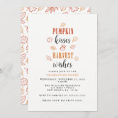 パンプキンのキスとハーベストの願い 感謝祭パーティー 招待状 (正面/裏面)
