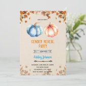 パンプキンのジェンダーリビールシャワーの招待 招待状 (スタンド正面)