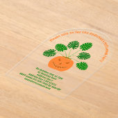 パンプキンのハロウィーンモンステラカスタム植物 アクリル招待状 (レイダウン)