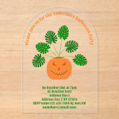 パンプキンのハロウィーンモンステラカスタム植物 アクリル招待状 (正面)