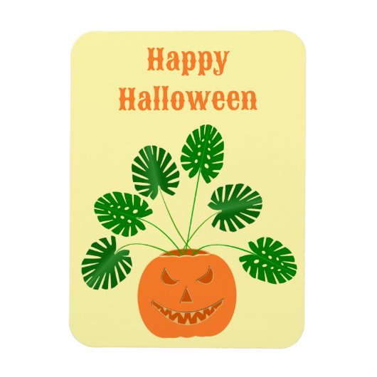 パンプキンのハロウィーンモンステラカスタム植物 マグネット (縦)