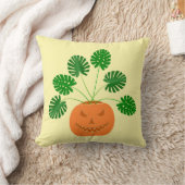 パンプキンのハロウィーンモンステラ植物 クッション (ブランケット)