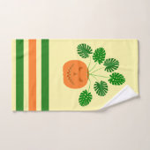 パンプキンのハロウィーンモンステラ植物 ハンドタオル (ハンドタオル)