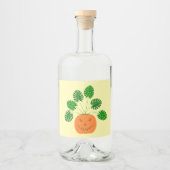 パンプキンのハロウィーンモンステラ植物 リキュールボトルラベル (正面)