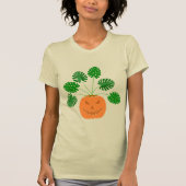 パンプキンのハロウィーンモンステラ植物 Tシャツ (正面)