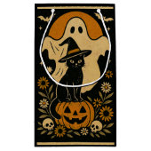 パンプキンの上の黒猫 ハロウィン ギフトバッグ - スプーキー (裏面)