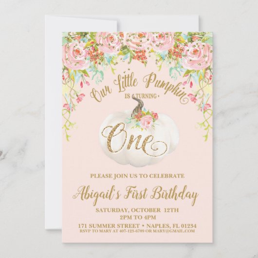 パンプキンの招待状, パンプキンのファーストバースデー 招待状 (正面)