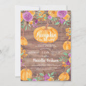 パンプキンの花 秋の水彩 木の赤ちゃんのシャワー 招待状 (正面)