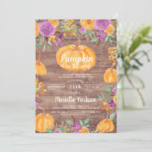 パンプキンの花 秋の水彩 木の赤ちゃんのシャワー 招待状 (スタンド正面)