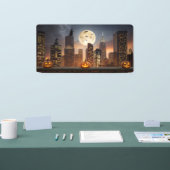 パンプキンを使ったハロウィーンの夜の街並み 横断幕 (トレードショー)