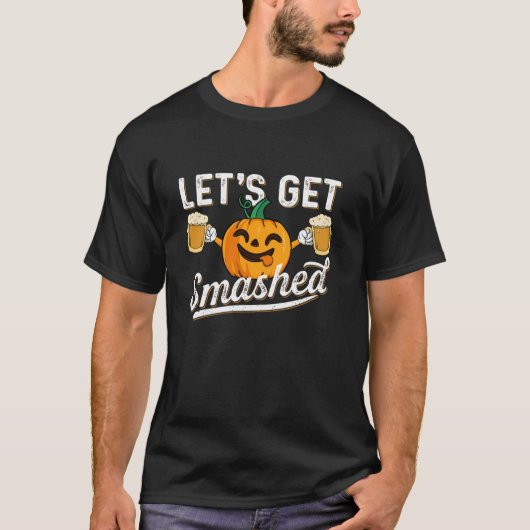 パンプキンを飲むとビール愛好家ハロを粉砕 Tシャツ (正面)