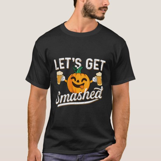 パンプキンを飲むとビール愛好家ハロを粉砕 Tシャツ (正面)