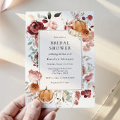 パンプキンアンドバーガンディフローラブライダルシャワー 招待状