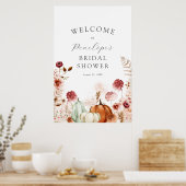 パンプキンアンドバーガンディブライダルシャワーウェルカムサイン ポスター (キッチン)