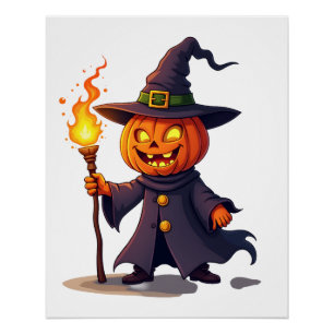 パンプキンウィザード�魔法のハロウィン魔法使いTシャツ ポスター