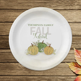 パンプキンウォーターカラエレガントーグルド秋フェスティバル ペーパープレート