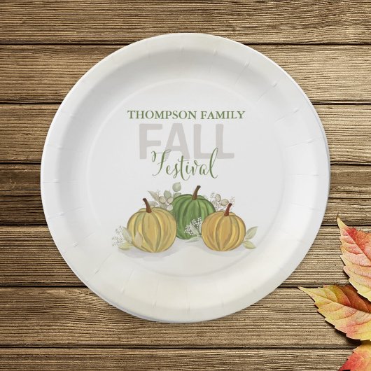 パンプキンウォーターカラエレガントーグルド秋フェスティバル ペーパープレート