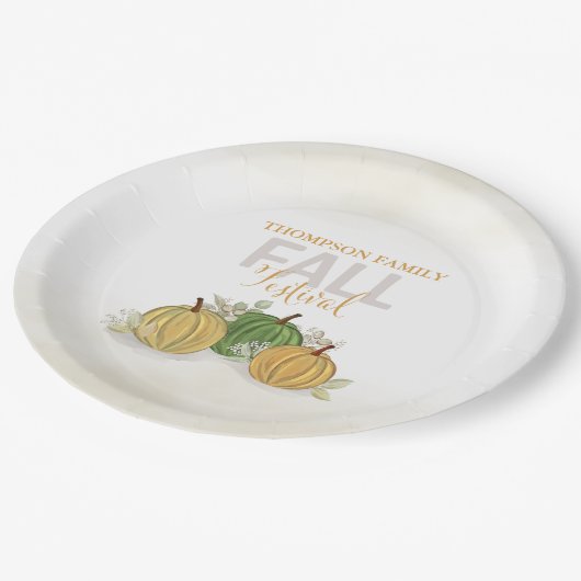 パンプキンウォーターカラエレガントーグルド秋フェスティバル ペーパープレート (アングル)