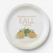 パンプキンウォーターカラエレガントーグルド秋フェスティバル ペーパープレート (正面)