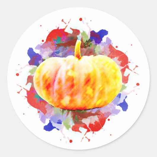 パンプキンウォーターカラーハロウィーン秋シーズン ラウンドシール (正面)
