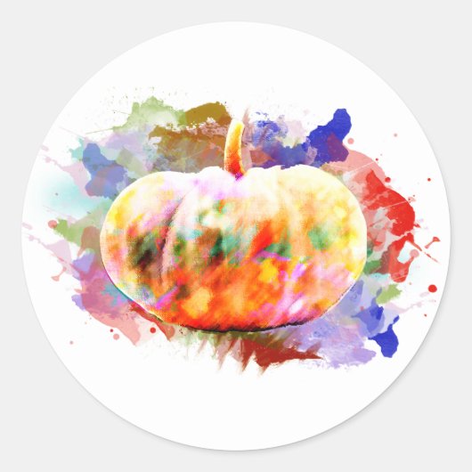 パンプキンウォーターカラーハロウィーン秋シーズン ラウンドシール (正面)