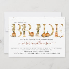 パンプキンエレガント金ゴールド秋ブライダルシャワー 招待状