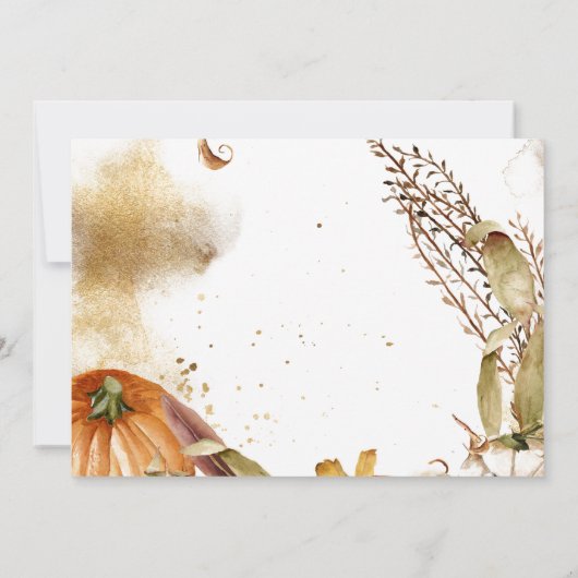 パンプキンエレガント金ゴールド秋ブライダルシャワー 招待状 (裏面)