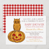 パンプキンオウル＆ギンガムベイビーシャワー 招待状 (正面/裏面)