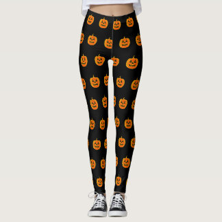 パンプキンオレンジとブラックハロウィーンレギンス レギンス