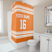 パンプキンオレンジとホワイトストライプスポーツジャージー シャワーカーテン (インサイチュ)