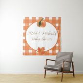 パンプキンオレンジギンガム秋ベビーシャワー タペストリー (インサイチュ)