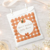 パンプキンオレンジギンガム秋ベビーシャワー フェイバーバッグ (クリップ留めされた状態)