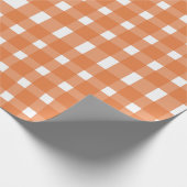 パンプキンオレンジギンガム秋ベビーシャワー ラッピングペーパー (角)