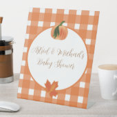 パンプキンオレンジギンガム秋ベビーシャワー 台座サイン (インサイチュ)