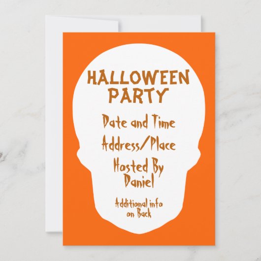 パンプキンオレンジスカル ミニマル 招待状 (正面)