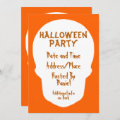 パンプキンオレンジスカル ミニマル 招待状 (正面/裏面)
