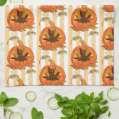 パンプキンオレンジターキーキッチンハンドタオル キッチンタオル (折り畳み)