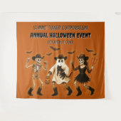 パンプキンオレンジハロウィーンイベント背景 タペストリー (正面(横))