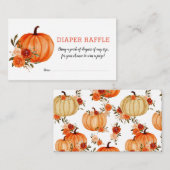 パンプキンオレンジフローラ |おむつラッフルベビーシャワー エンクロージャーカード (正面/裏面)