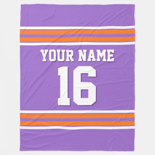 パンプキンオレンジホワイトスポーツジャージ フリースブランケット (正面)