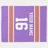 パンプキンオレンジホワイトスポーツジャージ フリースブランケット (正面(横))