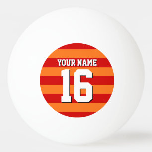 パンプキンオレンジレッドチームジャージ名門私立校風のストライプ 卓球ボール